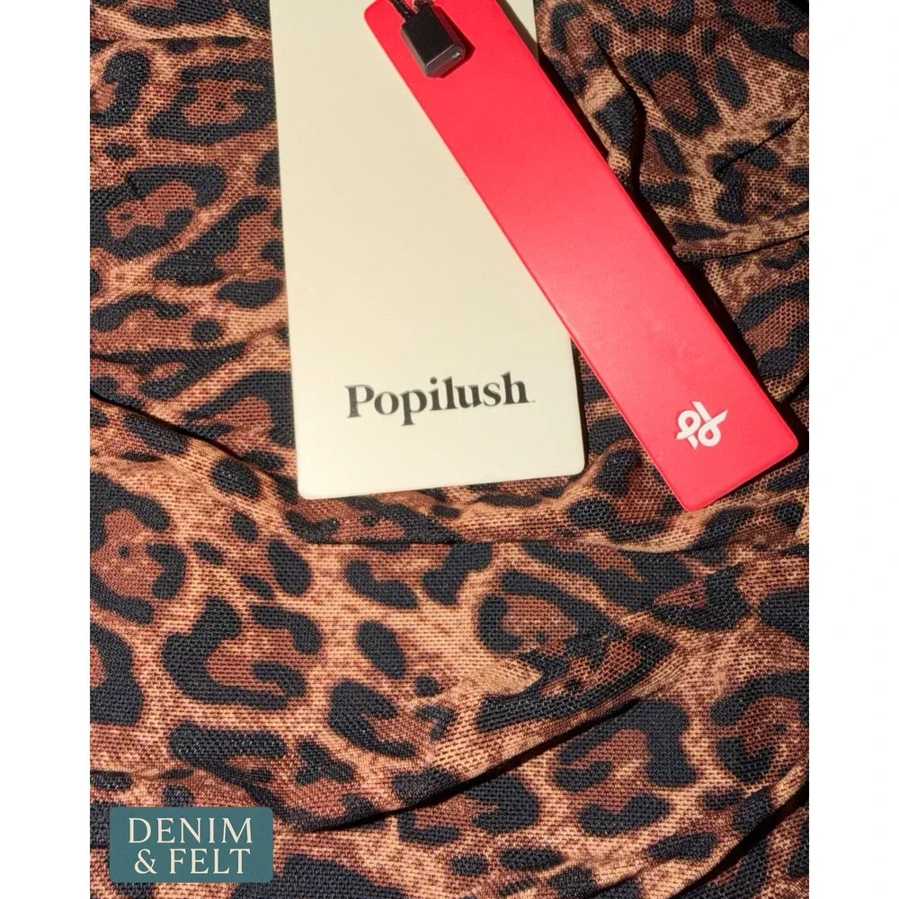 NEW Popilush Shapewear Ruched Tummy Control Bikini Brief Leopard Print XL